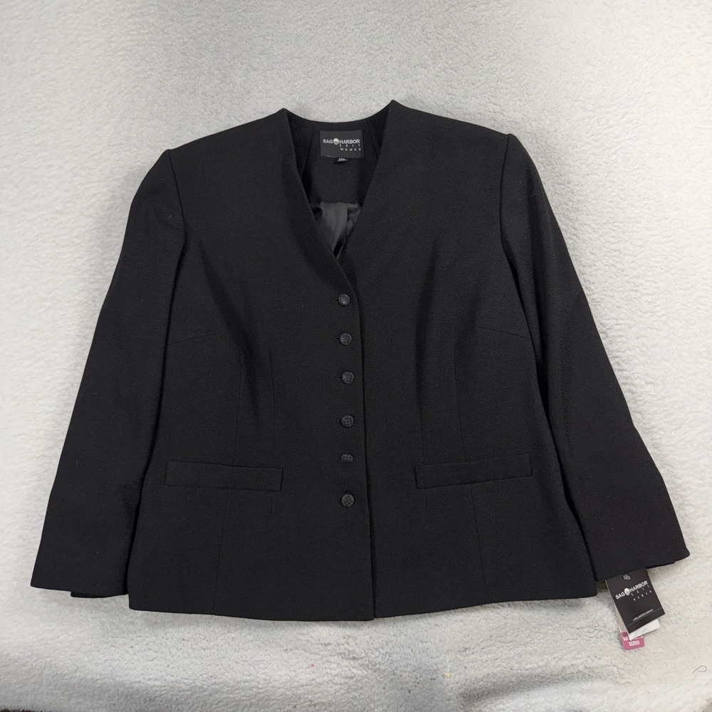Sag Harbor Woman Blazer Jacket 20W Black Holiday Single Button Plus NWT 170$